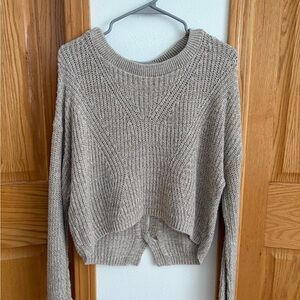 Express Taupe Crewneck Textured Knit Sweater